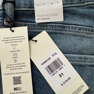 Seven for All Man Kind Roxanne Ankle Slim Cigarette Jeans, Size 31, Blue Denim